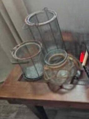 Country Chic Glass Jars with Chicken Wire for Candles NWOT